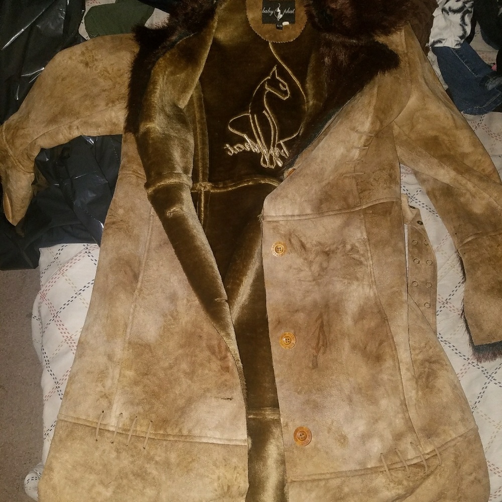 Fur and suede winter coat